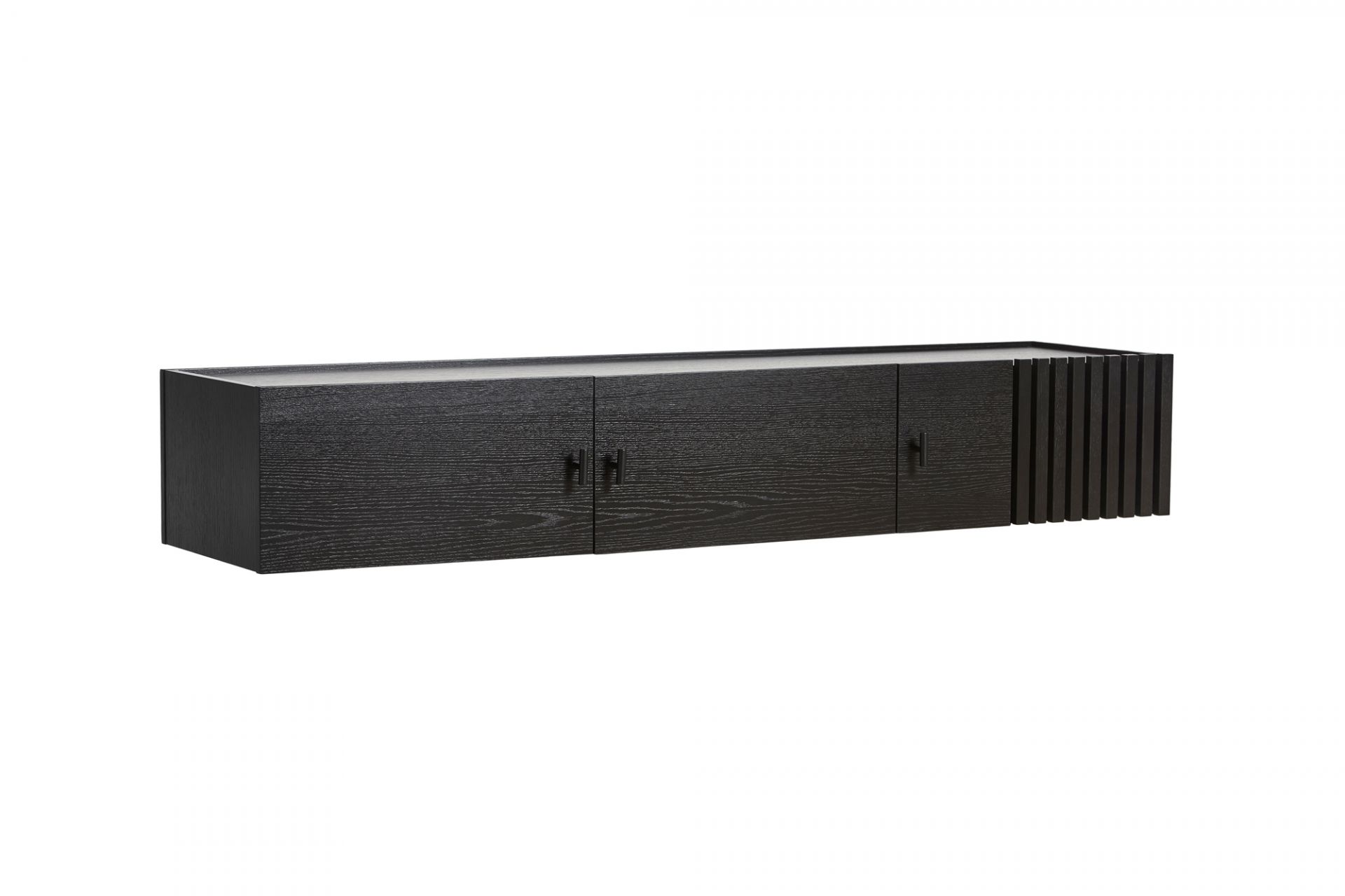Woud Array Sideboard, wandmontiert, in Schwarz lackierter Eiche mit drei Türen.
