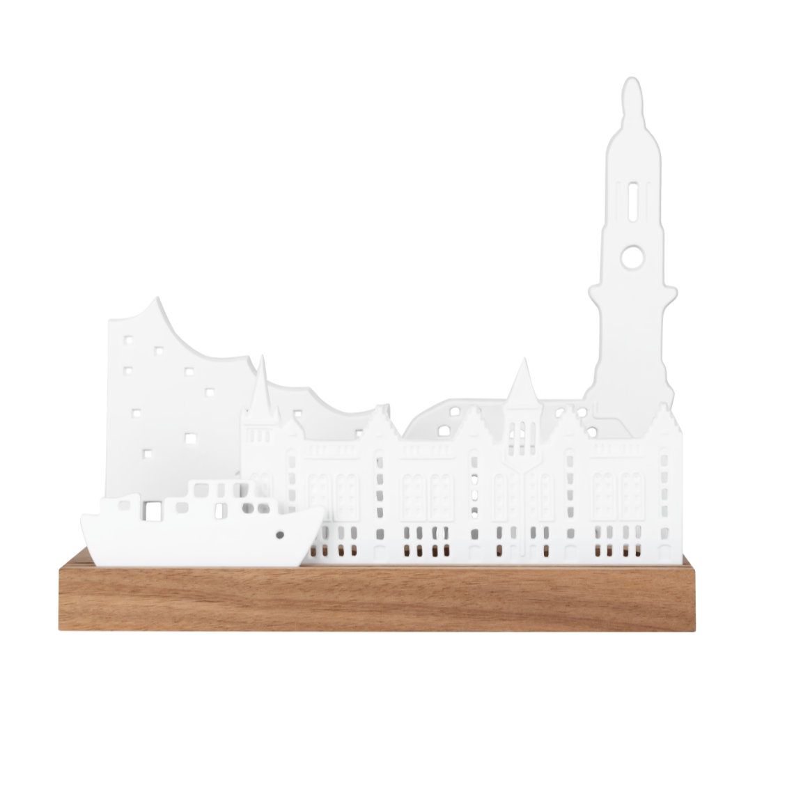 Lichtobjekt Stadtsilhouette Hamburg Räder