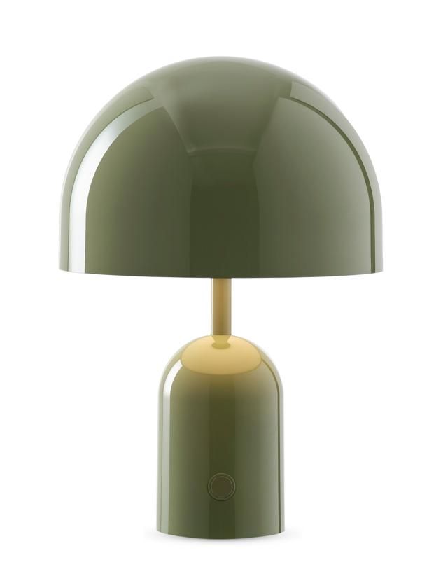 Grüne Bell Portable LED Tischleuchte von Tom Dixon, kabellose Akkuleuchte für den Innenbereich.