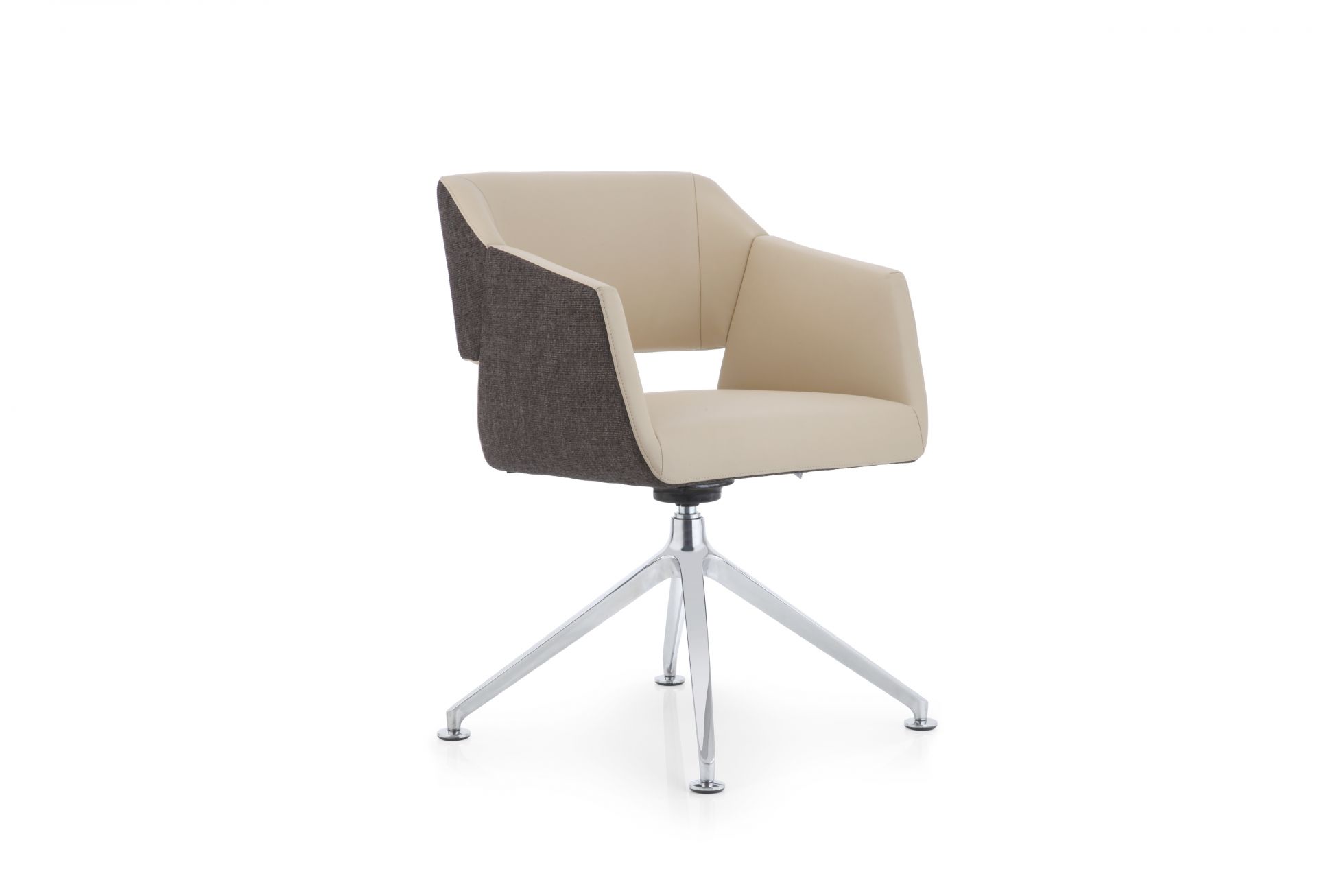 Artiso Köhl Konferenzsessel in Beige und Braun mit Chromfußkreuz, ideal für Büro und Konferenz.
