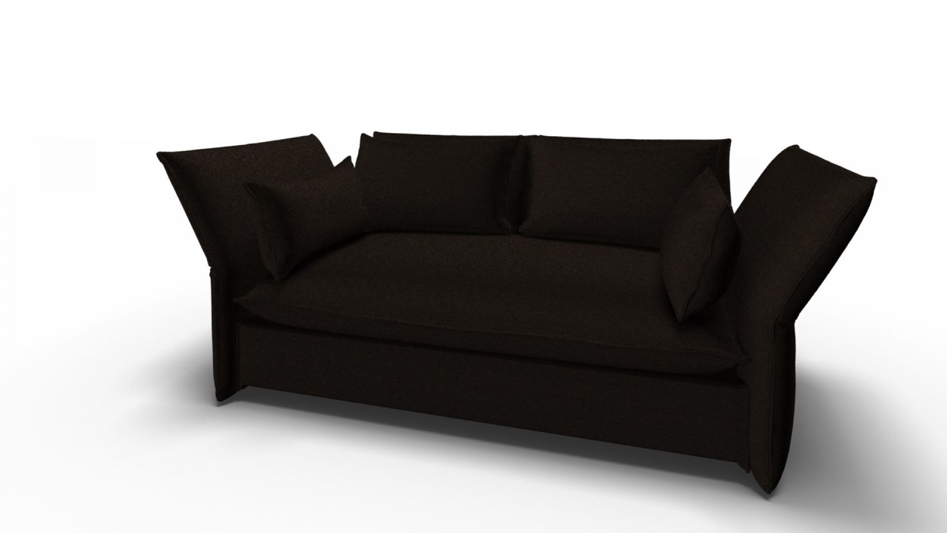 Dunkelbraunes Mariposa Sofa von Vitra, ein 2-Sitzer mit weichen Kissen und verstellbaren Seitenteilen.