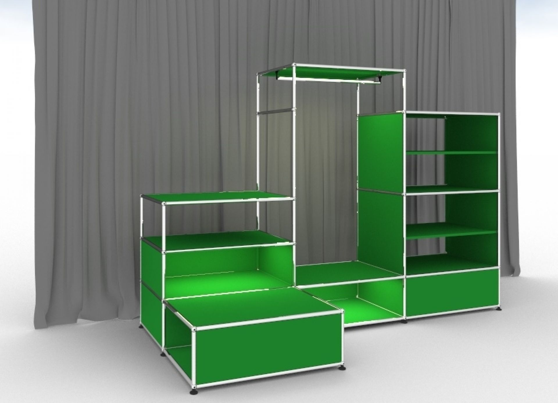 E Garderobe beleuchtet grün USM Haller