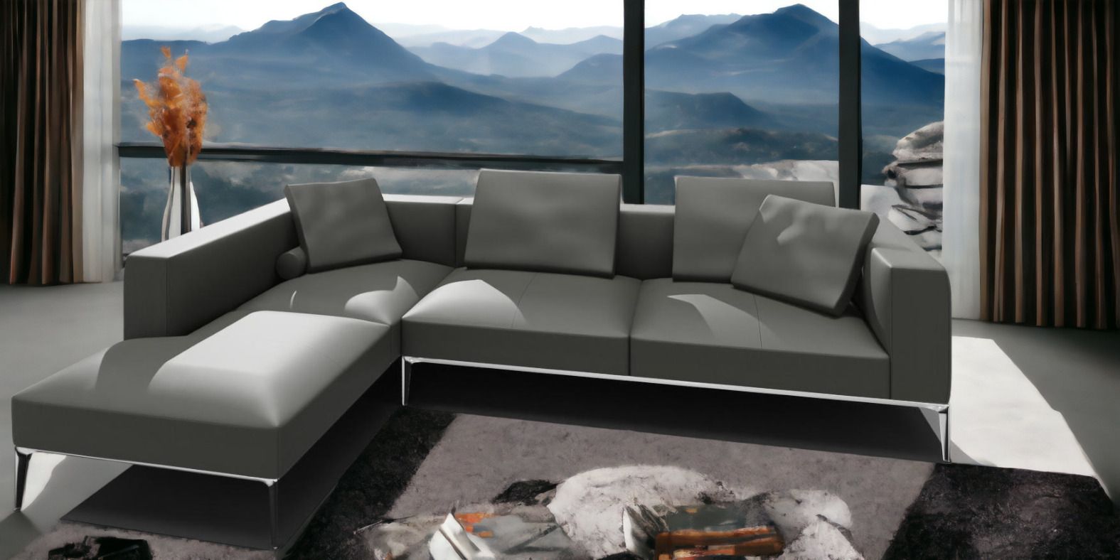 Jaan Living 3 Sitzer Sofa mit 2 Rückenkissen, 2 Komfortkissen & 2 Komfortrollen Kombi Q21 Walter Knoll Stoff Garbo Moonlight