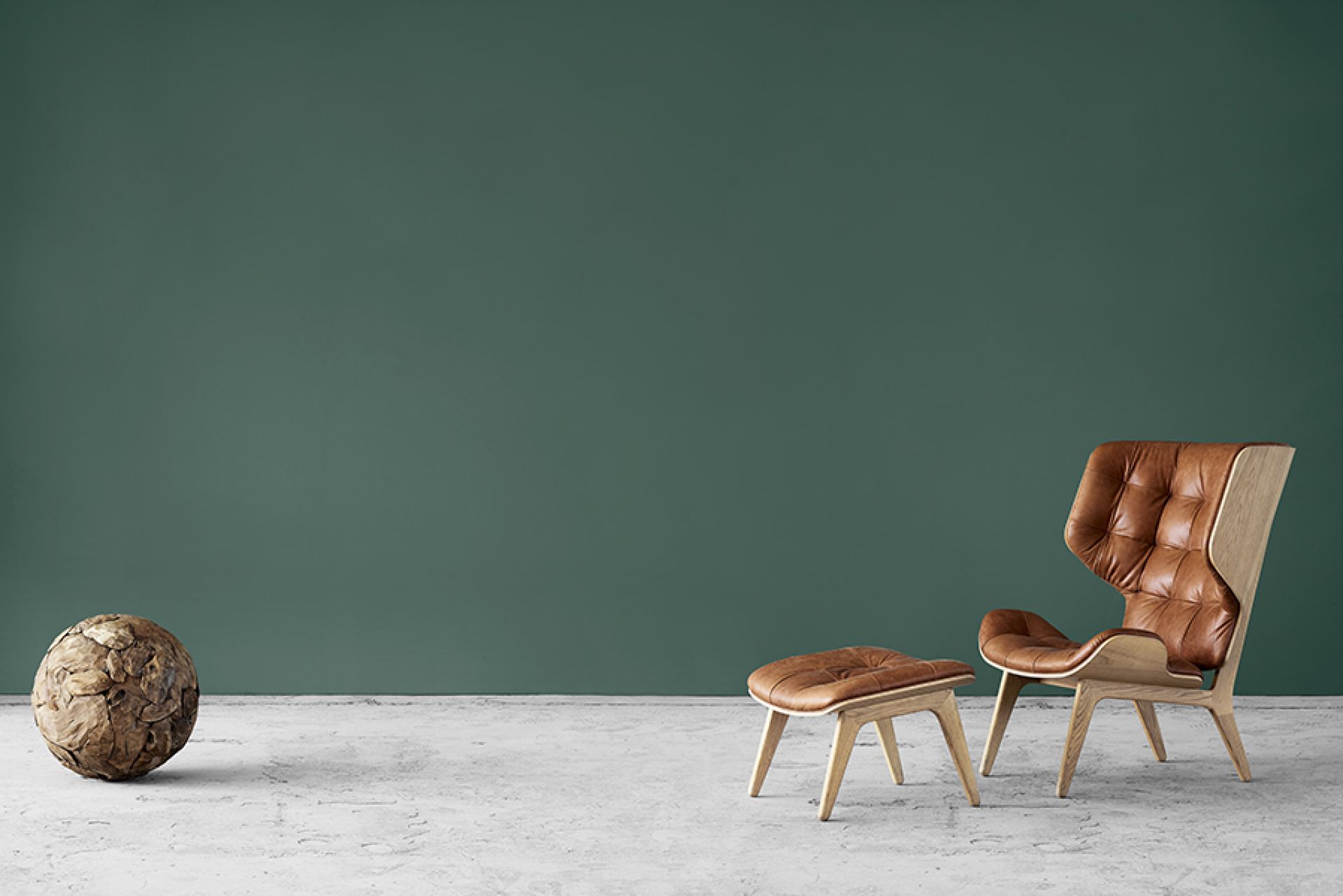 Mammoth Ottoman Lederbezug Norr11-Eiche dunkel gebeizt Dunes Leder Anthracite