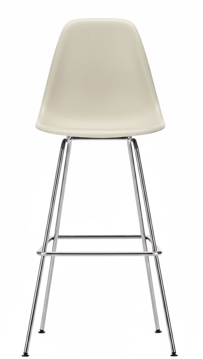 Eames Plastic Bar Stool Barhocker High KIESELSTEIN / GNLANZCHROM Vitra EINZELSTÜCK