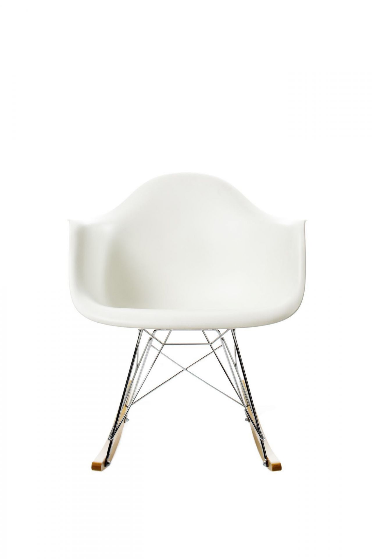 Eames Plastic Arm Rocking Chair RAR Schaukelstuhl Vitra Ahorn gelblich - Chrom - Weiss