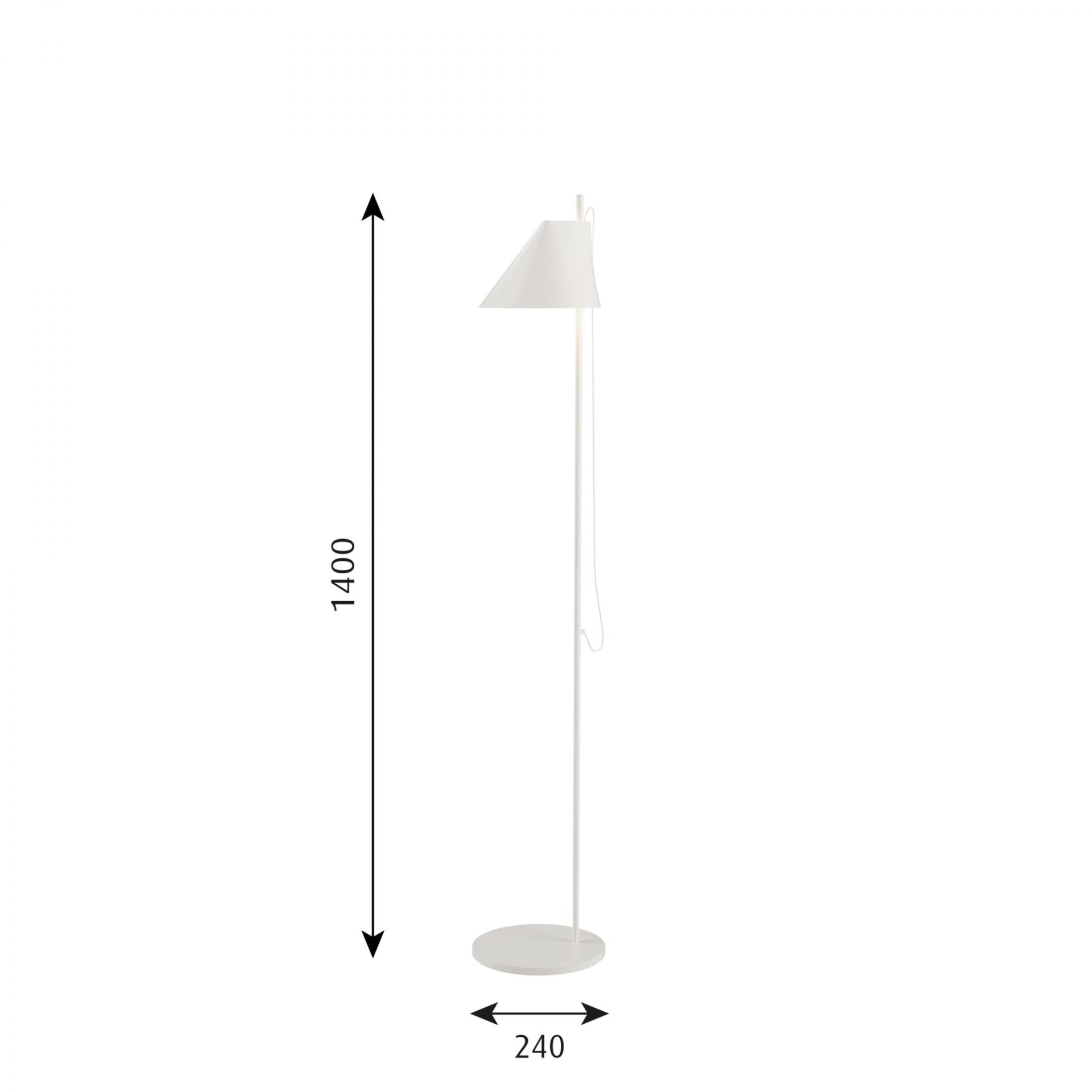 Weiße Yuh LED Stehleuchte von Louis Poulsen, modernes Design für Wohnzimmer und Büro, dimmbar.