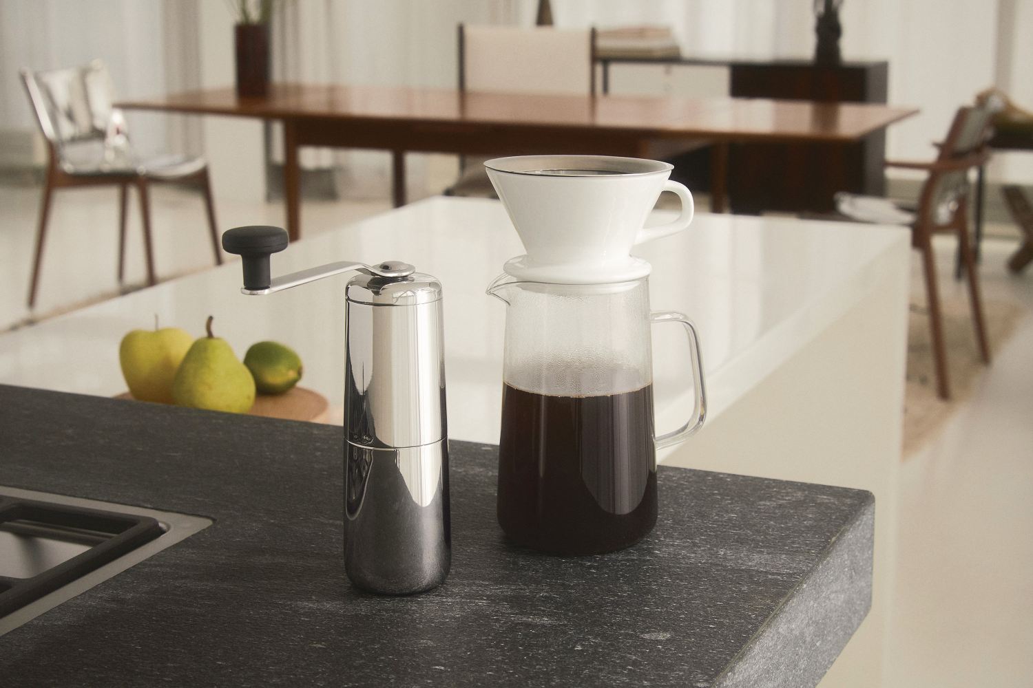 Slow Coffee Set mit Filter und Kanne Alessi 