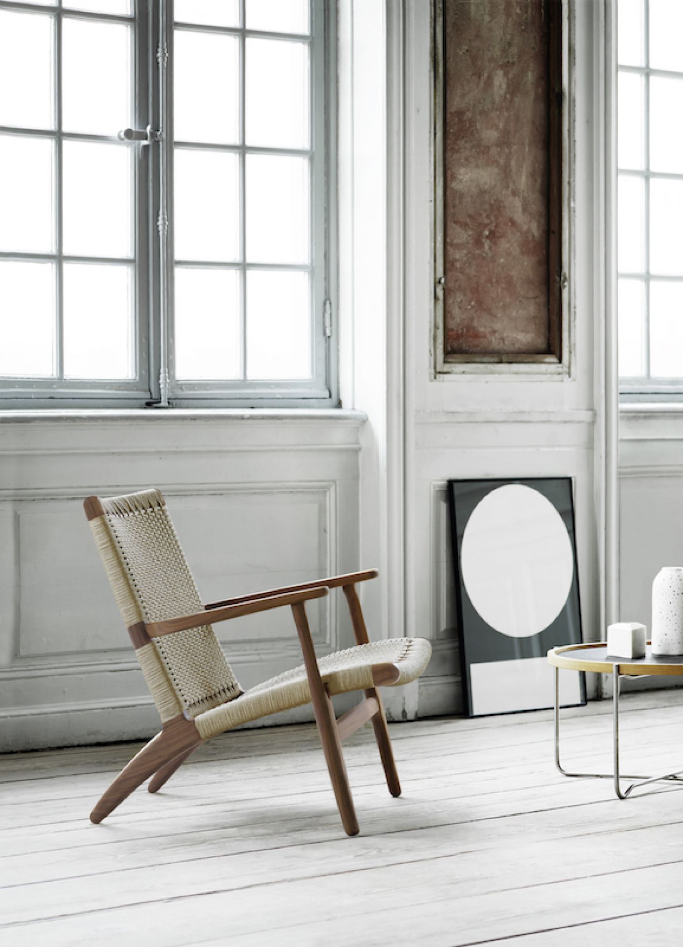 CH25 Lounge Sessel Eiche Schwarz Natur Geflecht Carl Hansen & Søn