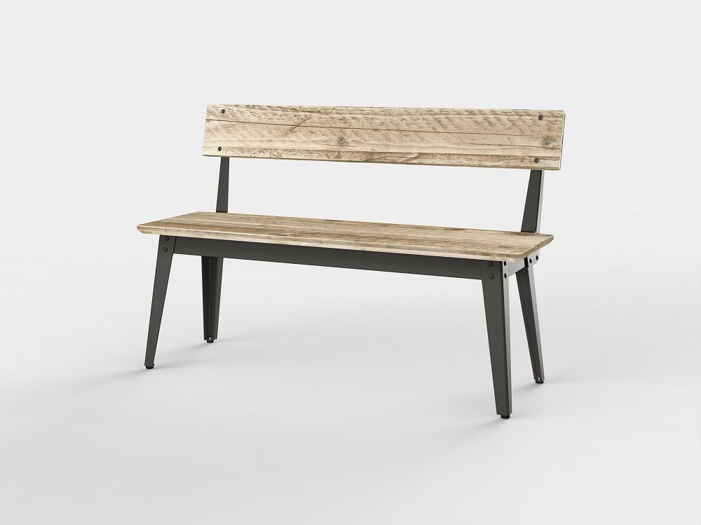 6Grad Outdoorbank mit Rückenlehne 185 cm Jan Cray Gewittergrau Bauholz roh