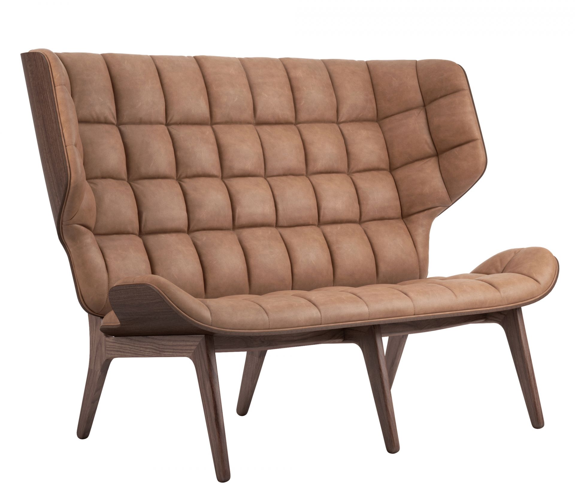 Mammoth Sofa Lederbezug NORR11 Eiche dunkel gebeizt Dunes Leder Camel