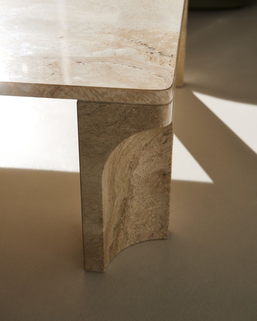 Doric Couchtisch Quadratisch Weißer Travertin Gubi