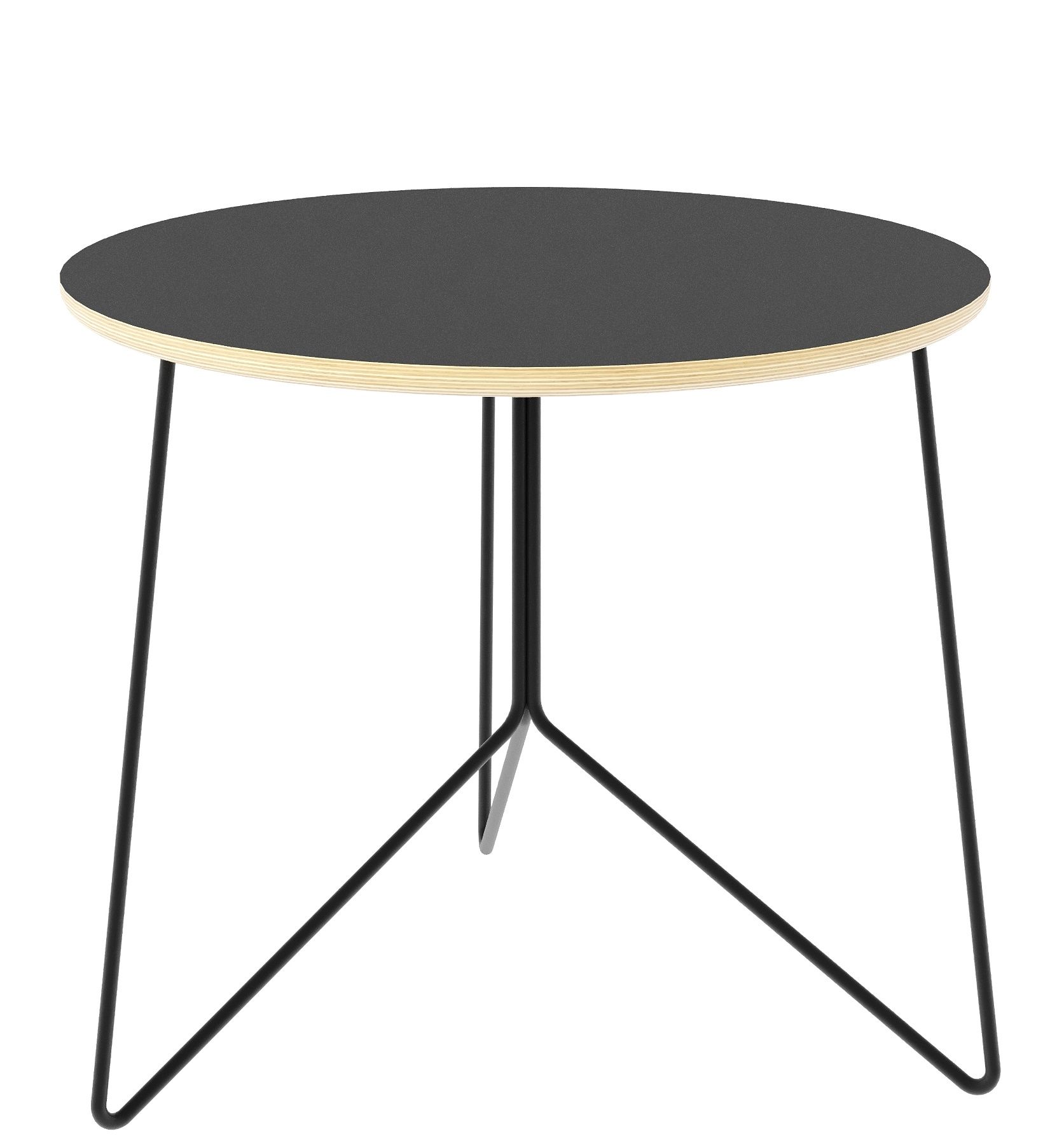Miro Low Beistelltisch von Müller Möbelwerkstätten, Schichtholz schwarz matt mit filigranem Stahlgestell.