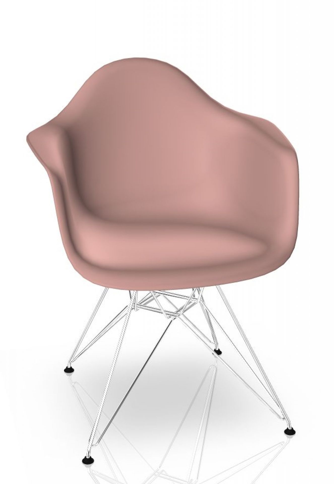 Eames Plastic Arm Chair DAR Stuhl Vitra Verchromt - Zartrosa