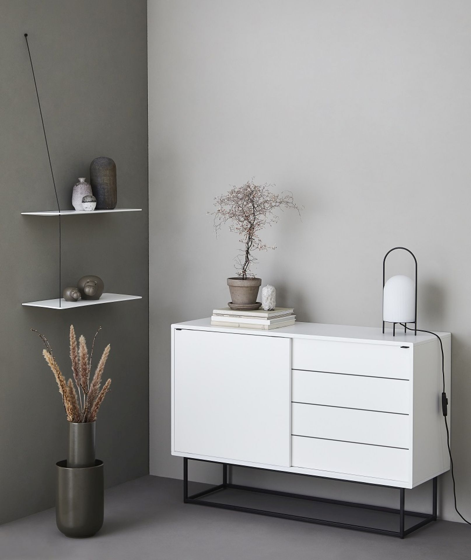Stedge Wandregal Breite 60 cm Woud eiche weiss pigmentiert