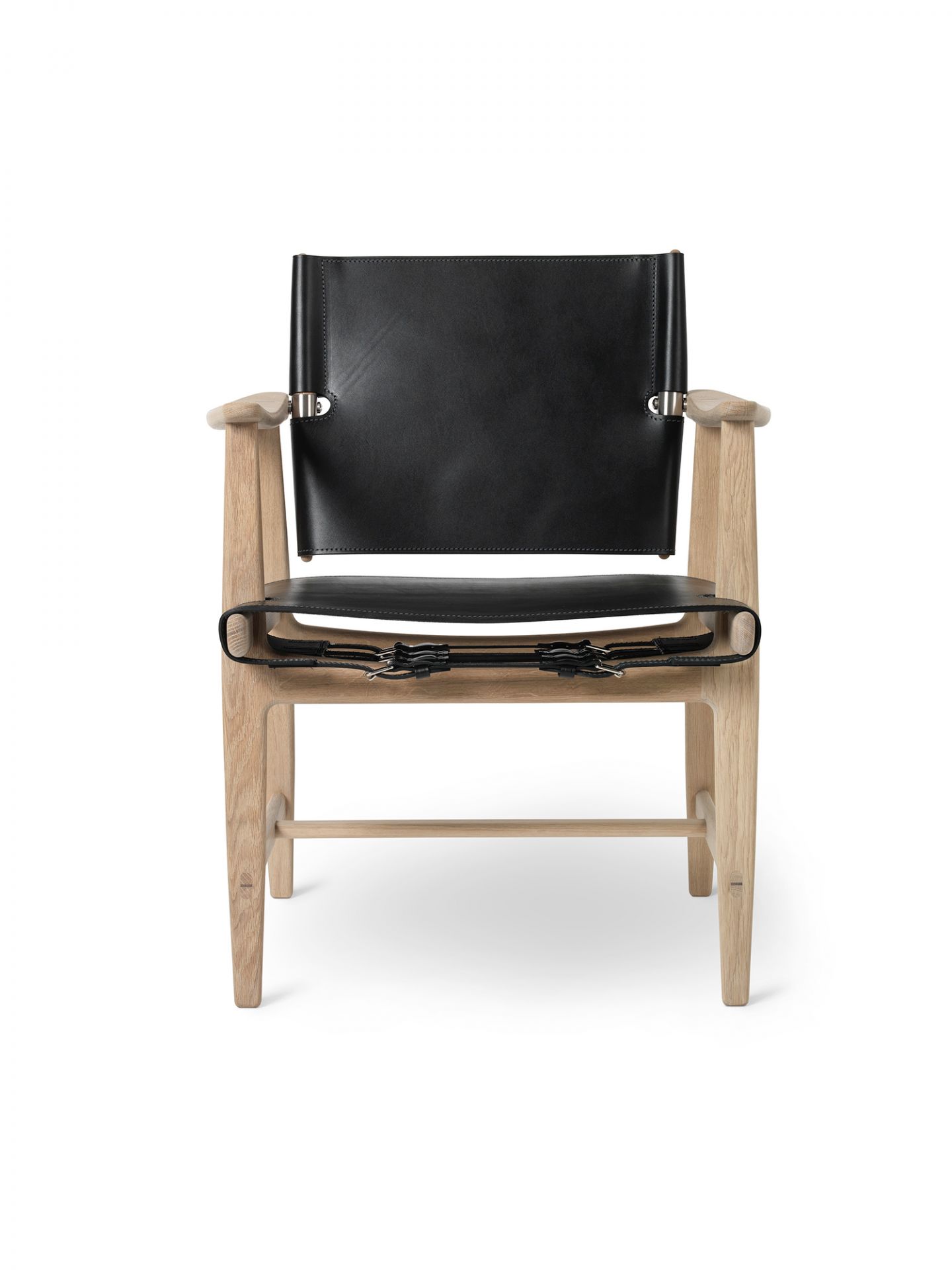 Huntsman Chair von Carl Hansen & Søn: Holzstuhl aus Eiche mit schwarzem Leder.