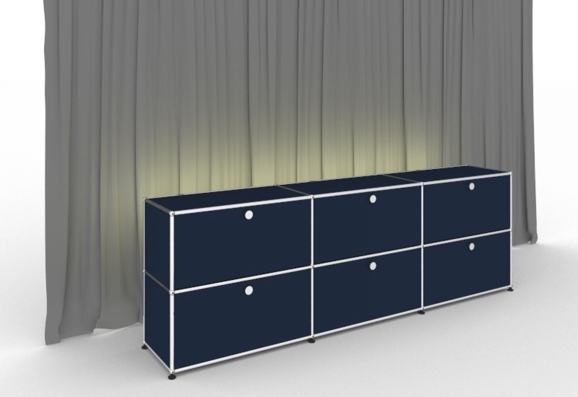 E Sideboard beleuchtet mit 6 Klapptüren stahlblau USM Haller