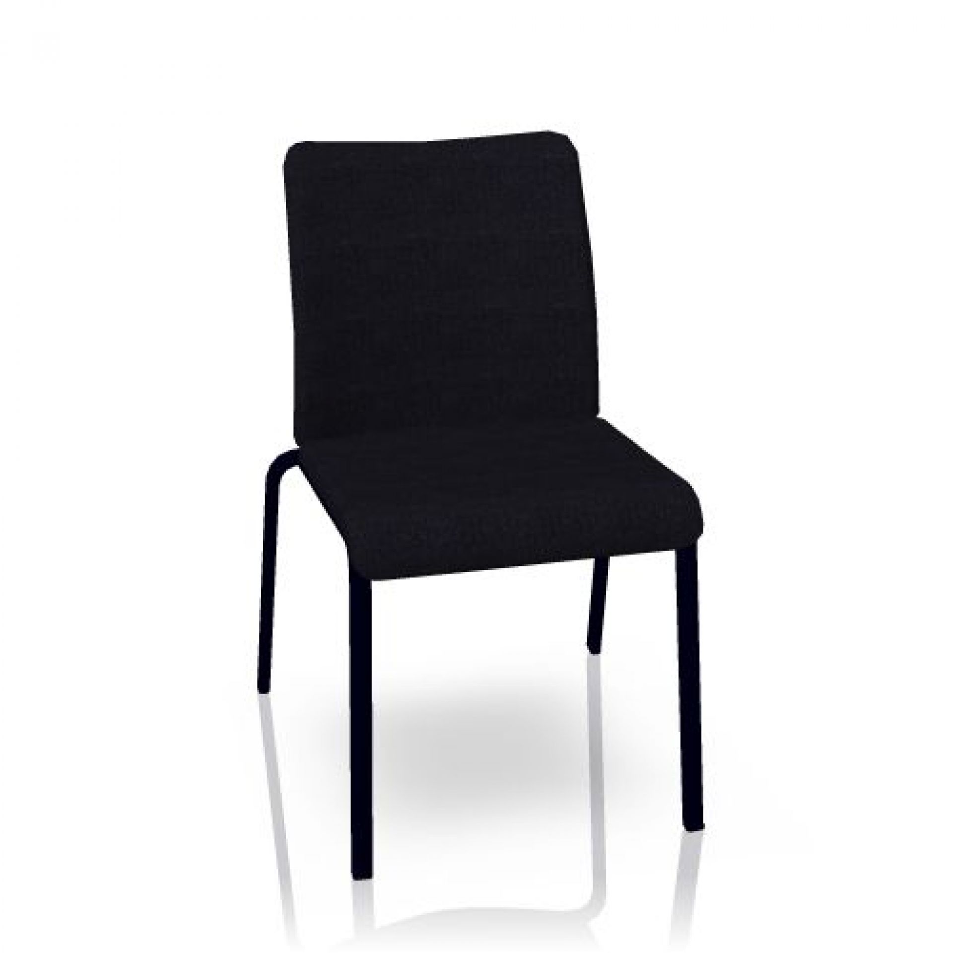 Schwarzer Eastside Stuhl von Steelcase mit Polsterrücken und vier Füßen, stapelbarer Konferenzstuhl.