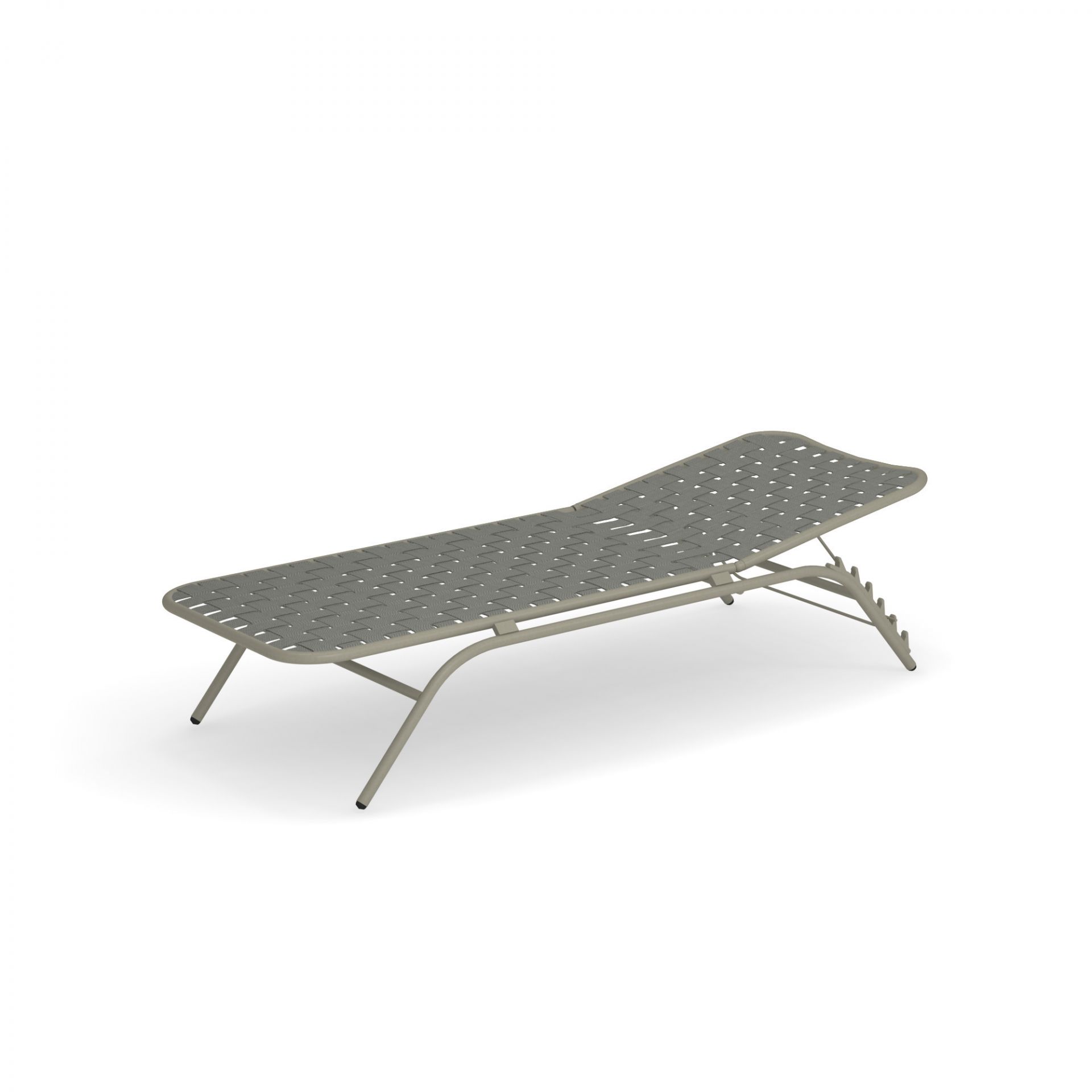 Yard Liege von emu in Graugrün: Moderne Gartenliege aus Metall mit verstellbarer Rückenlehne für den Außenbereich.