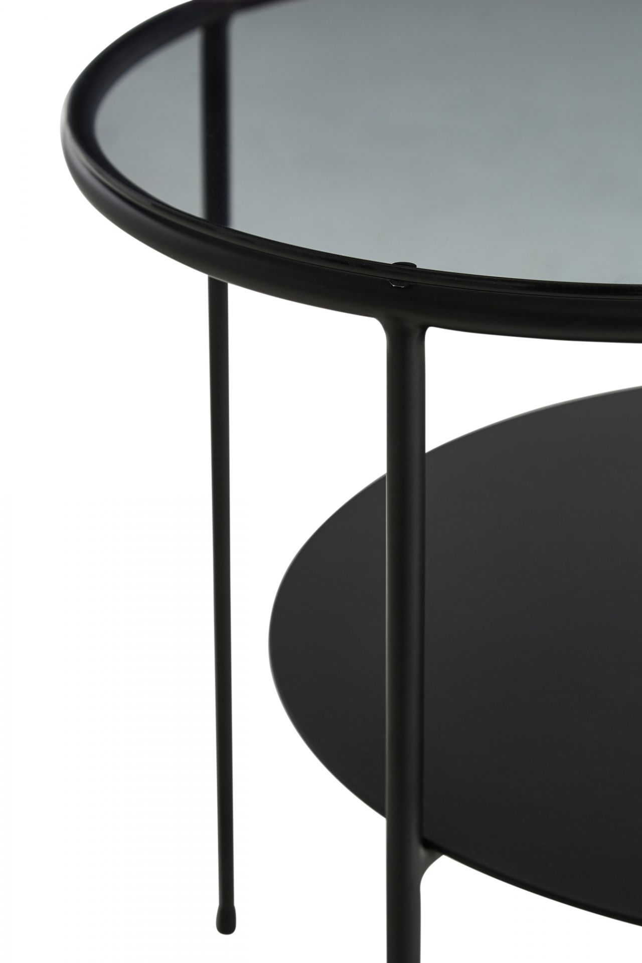 Duo Beistelltisch Schwarz mit Dunklem Rauchglas Woud