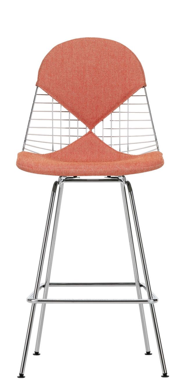 Eames Wire Bar Stool Barhocker Medium mit Sitz- und Rückenpolster Vitra