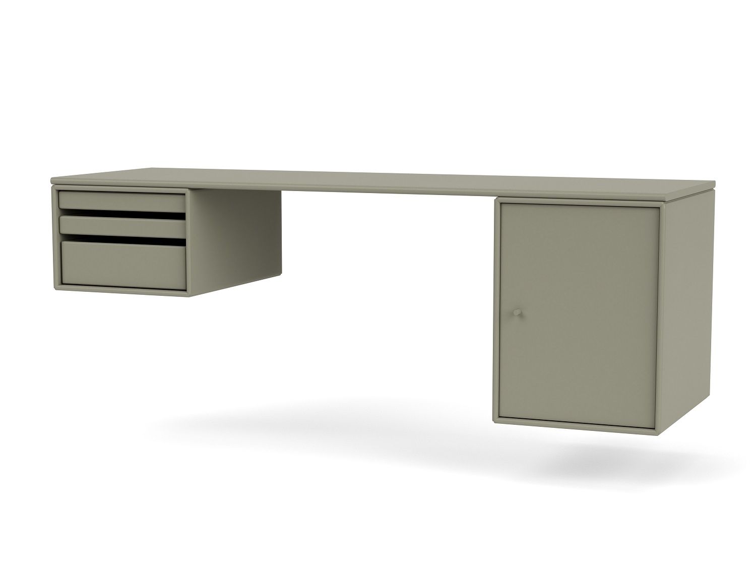 WORKSHOP Montana Schreibtisch QUICK SHIP in Grau mit Schubladen und Schrank für das Homeoffice.