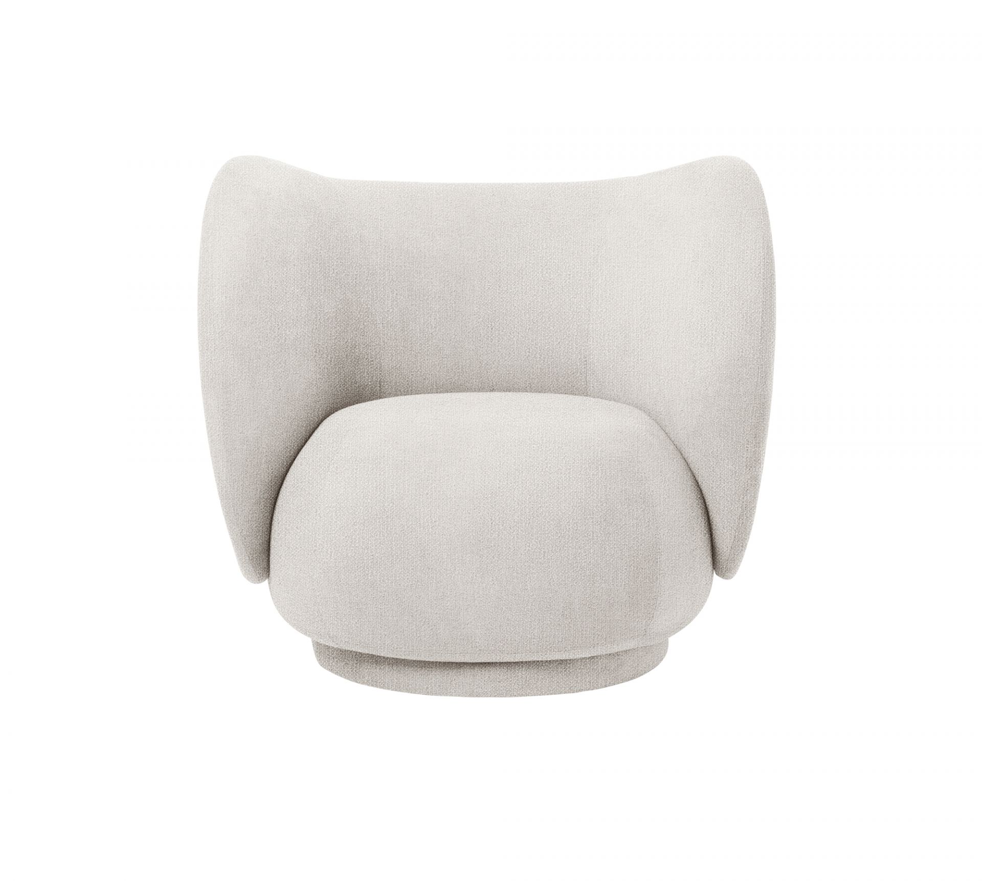 Rico Lounge Chair Bouclé Off-White Sessel Ferm Living Ansicht von oben: Rico Lounge Sessel in Off-White Bouclé von Ferm Living. Bequemer Design Sessel.