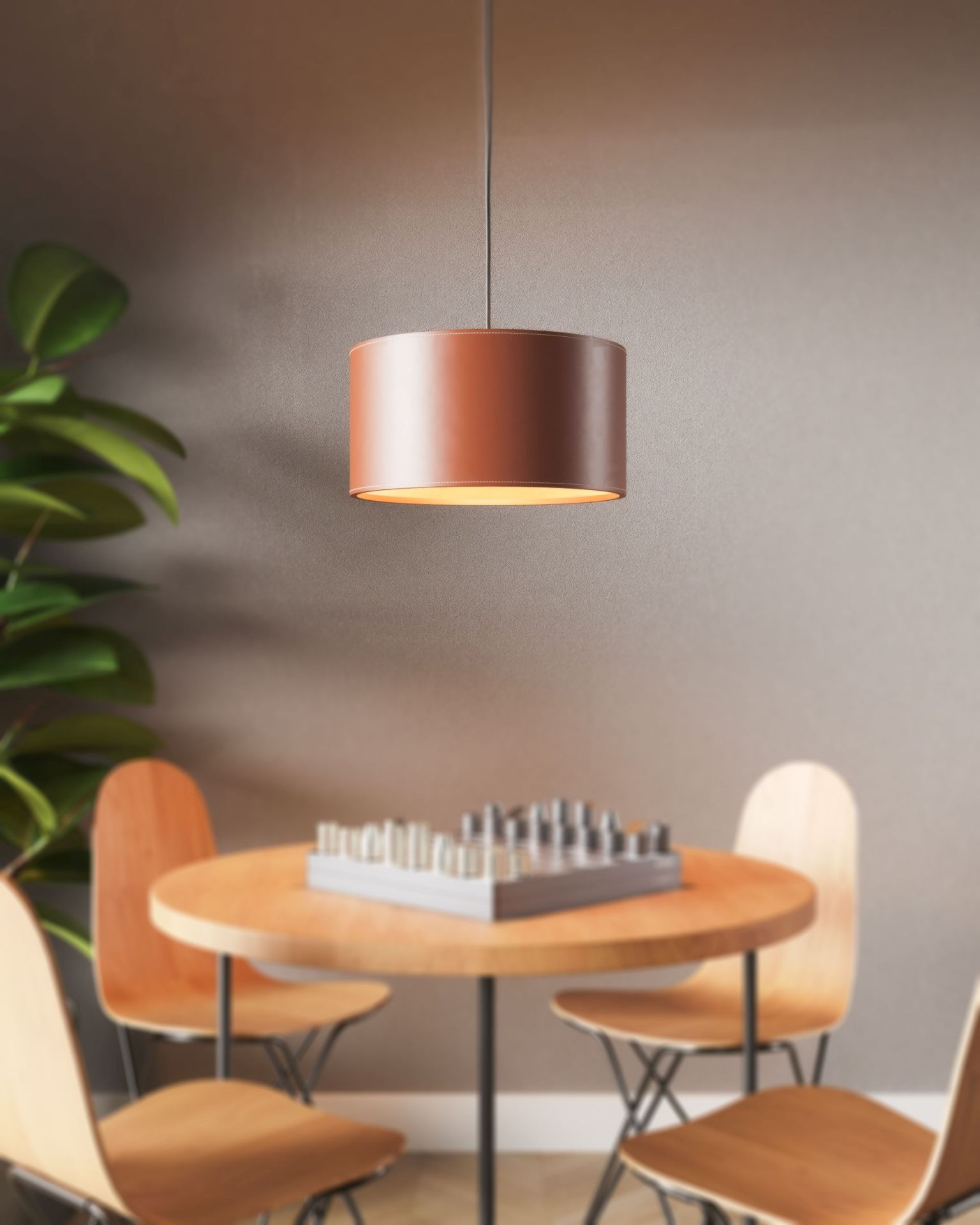 Zylinder Leder Pendelleuchte Ø50cm Ozeanblau Cuero