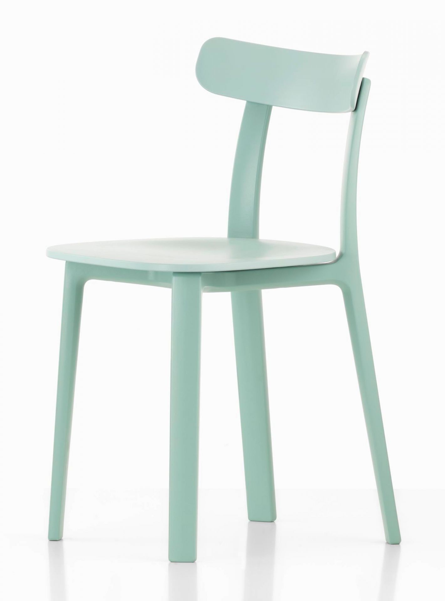 Eisgrauer Vitra All Plastic Chair Outdoor Stuhl: Moderner Gartenstuhl aus Kunststoff für den Außenbereich.