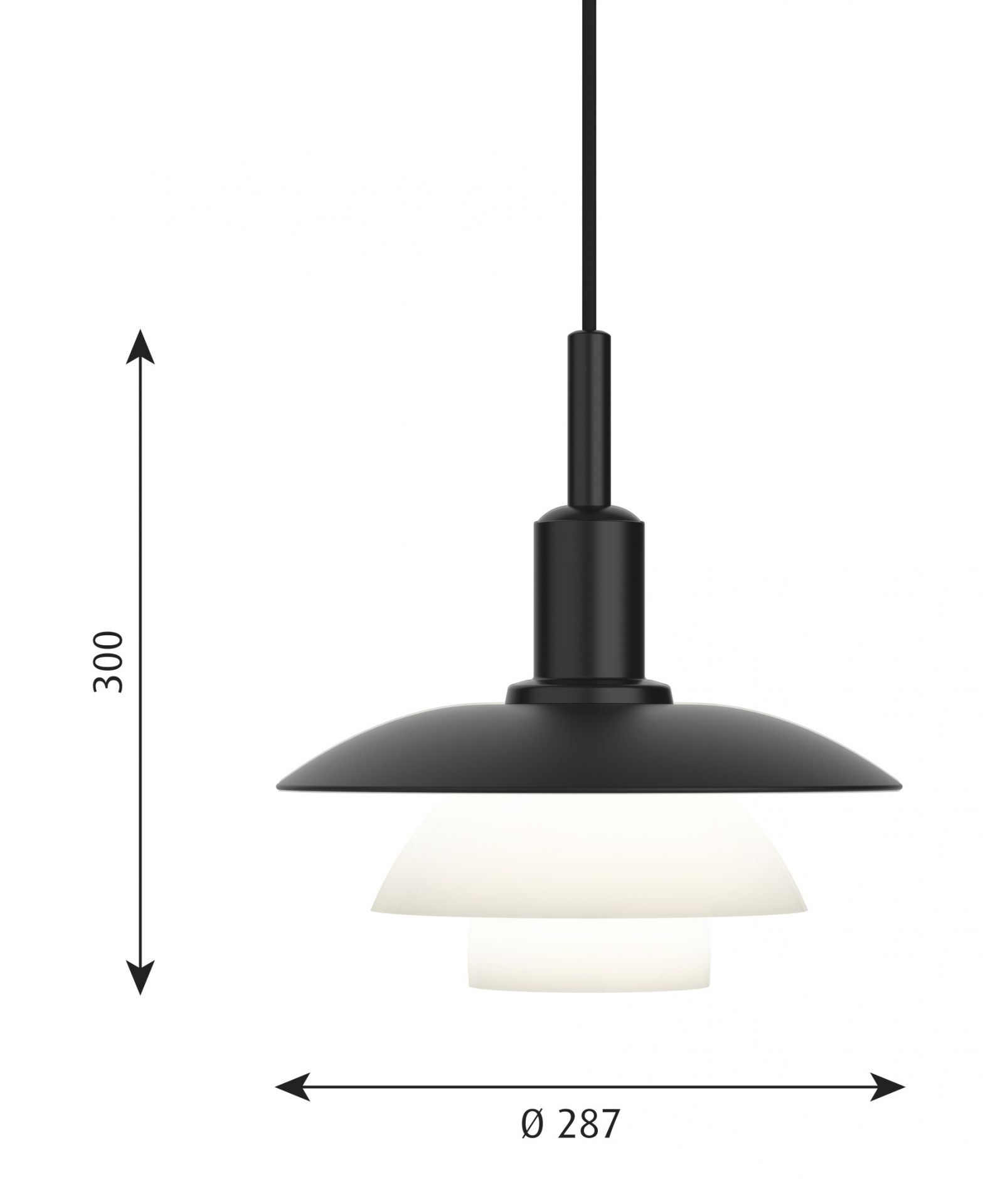 PH 3/3 Pendant light Pendelleuchte Louis Poulsen Schwarz-Glas EINZELSTÜCK
