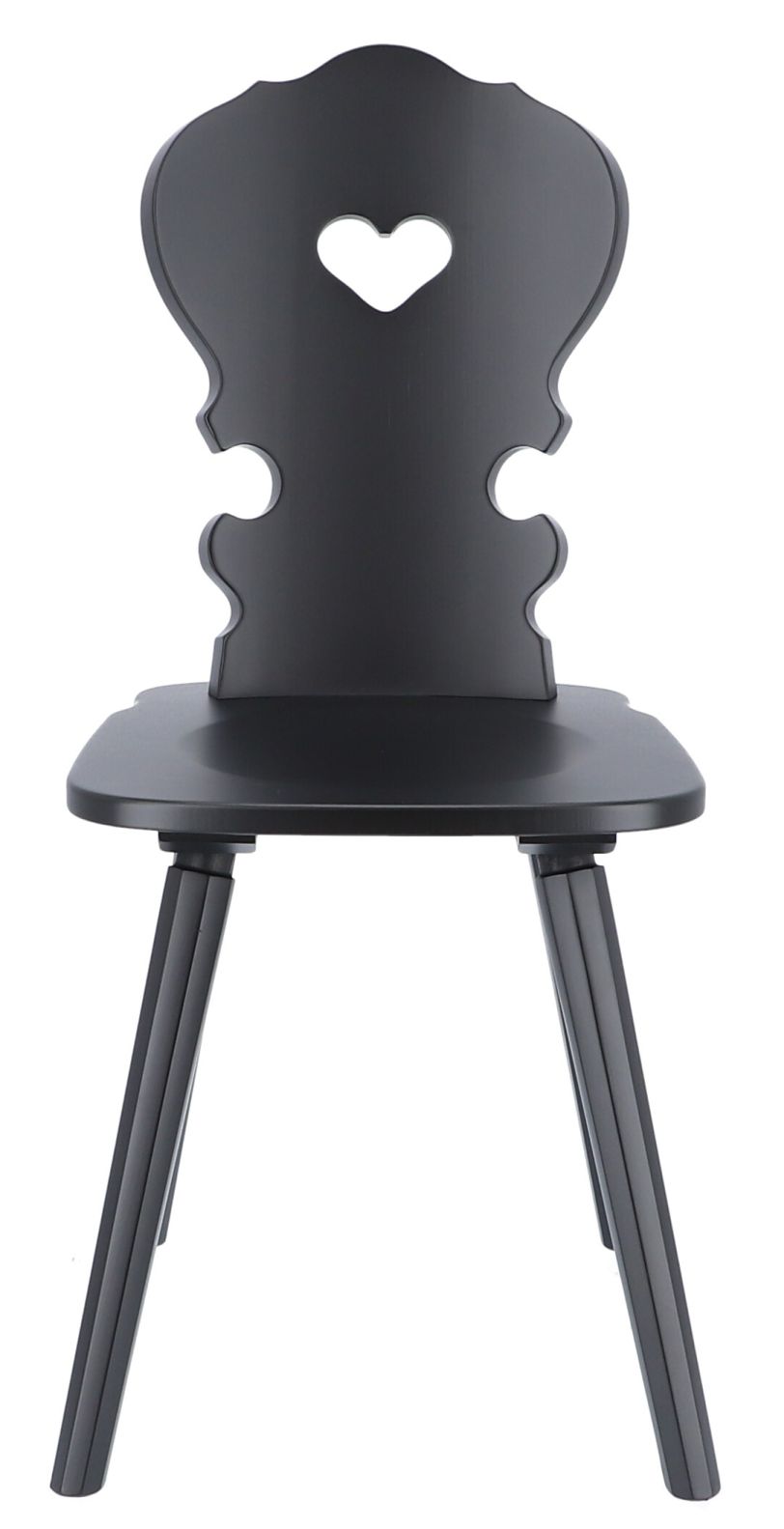 Vienna Stuhl von Jan Kurtz, Buche schwarz, traditionelles Design mit Herz im Rückenteil.