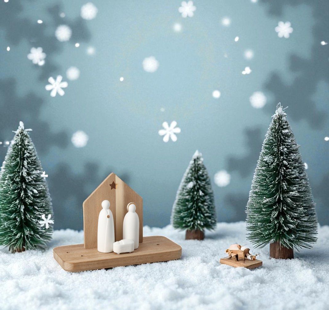 Weihnachtslandschaft Krippe Räder