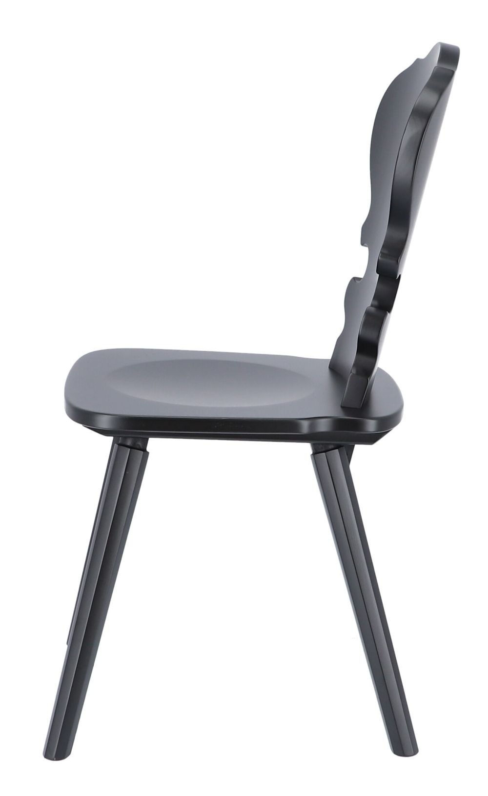 Schwarzer Vienna Stuhl von Jan Kurtz aus Buchenholz, Seitenansicht, minimalistisches Design für Esszimmer und Wohnbereich.
