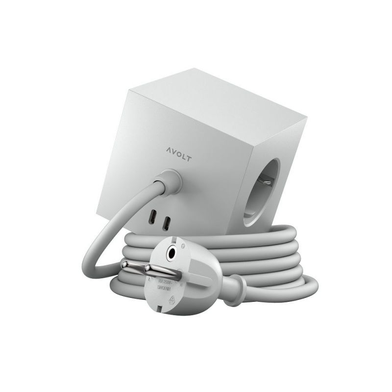 Square 1 - Avolt Steckdosenwürfel mit USB C dfp Design Gotland grau