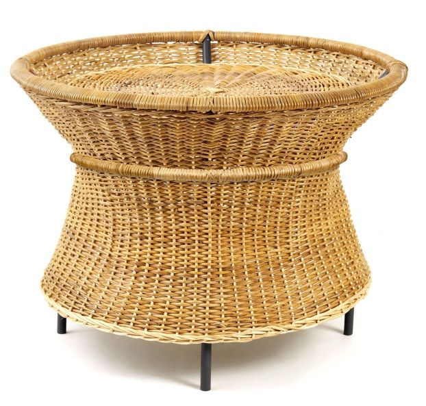 Caribe Natural Basket Table Tisch Outdoor ames Rohes Naturmaterial / Schwarz