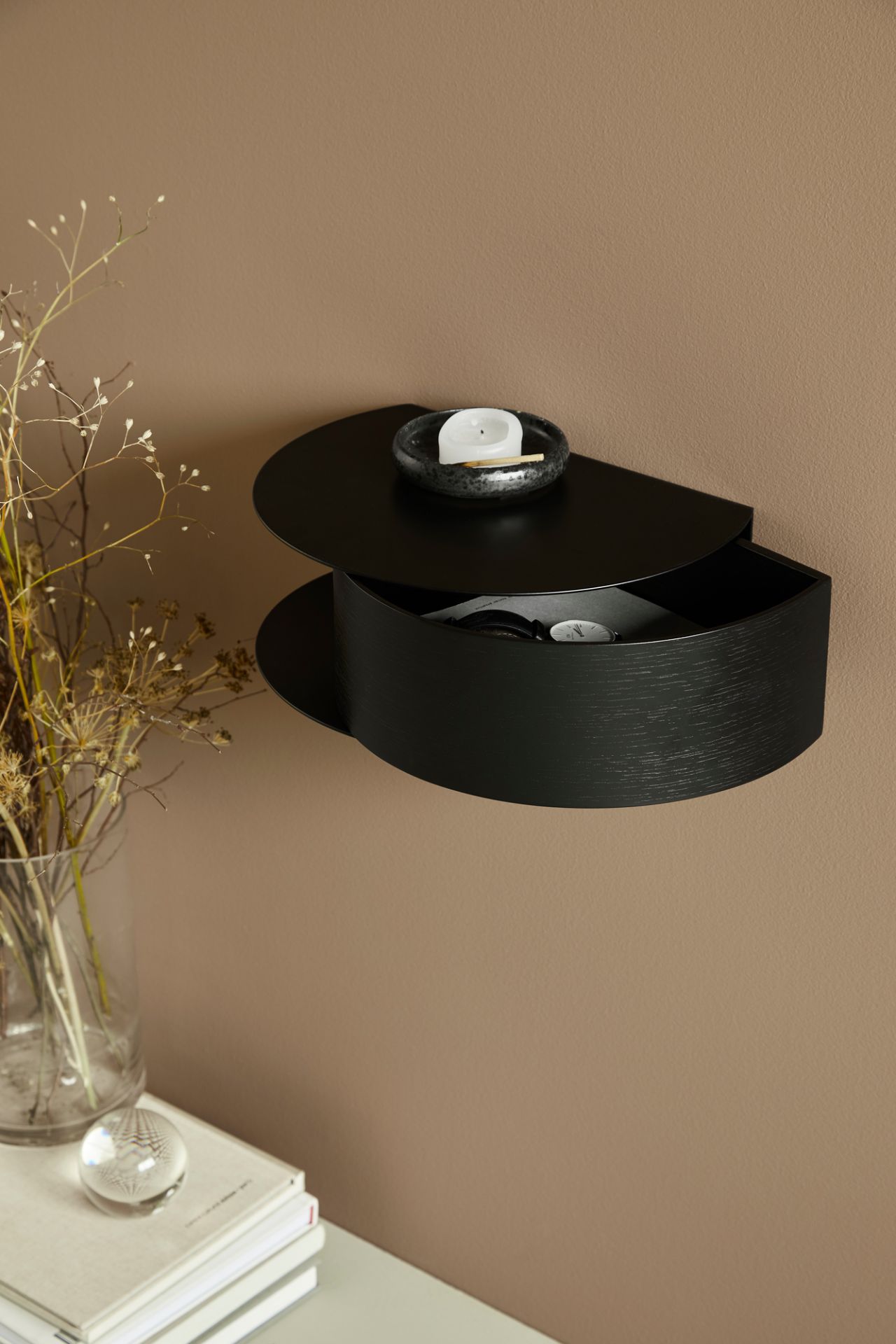 Wallie Wandschublade Regal Schwarz Woud