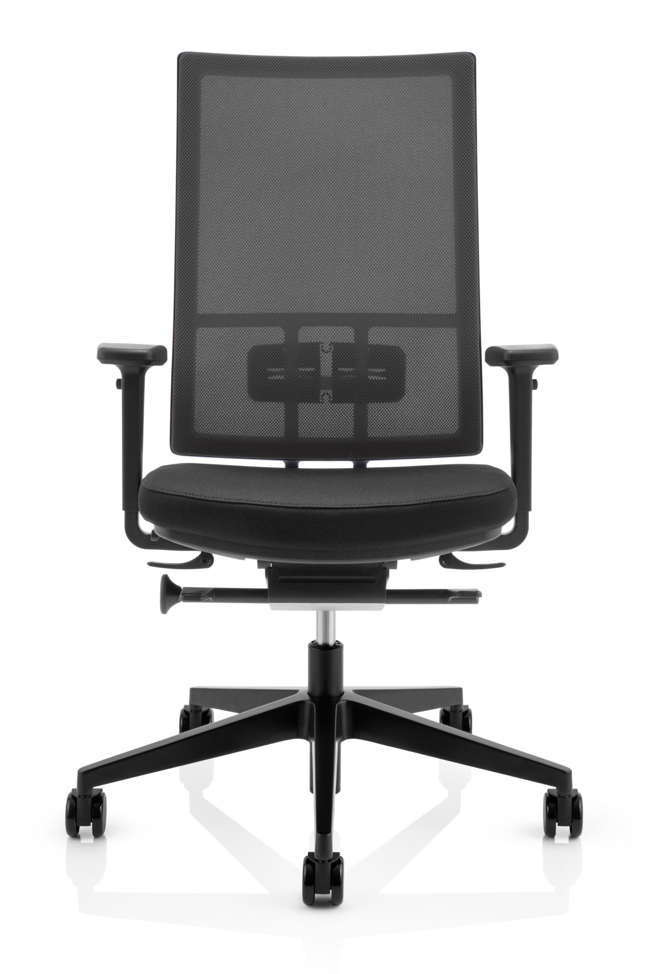 Schwarzer Anteo Up Bürodrehstuhl von Köhl mit Netzrückenlehne und Armlehnen, ergonomischer Bürostuhl für komfortables Sitzen.