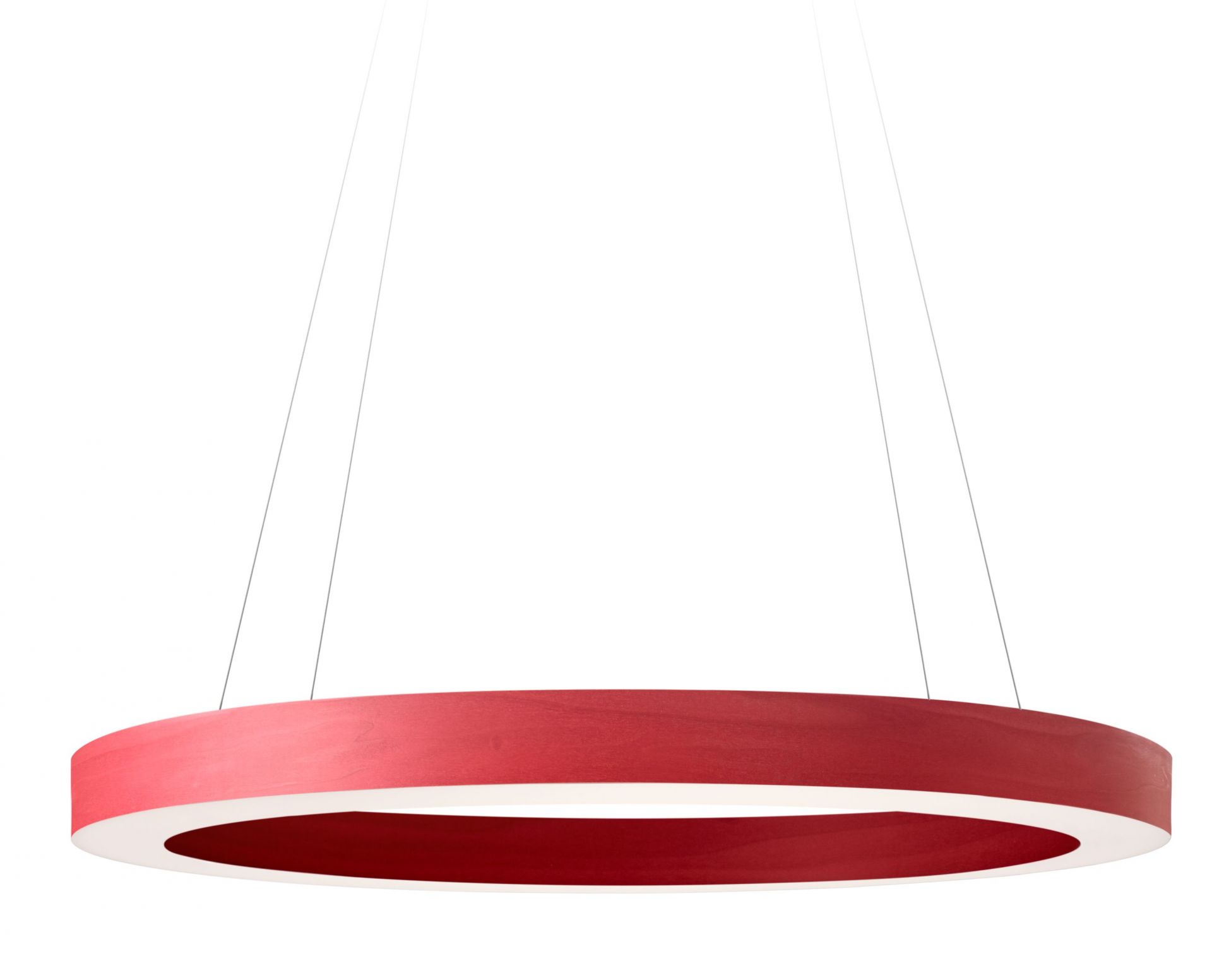 Oh!-Line Pendelleuchte von LZF Lamps: Runde, rote Hängelampe mit indirekter Beleuchtung und modernem Design.