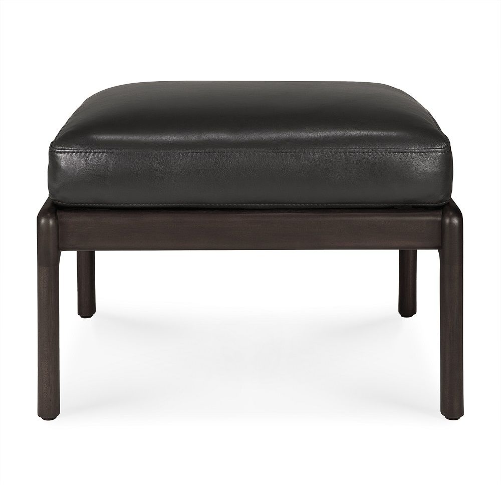 Jack Fußhocker Mahagoni Ethnicraft Dunkelbraun / Leder schwarz