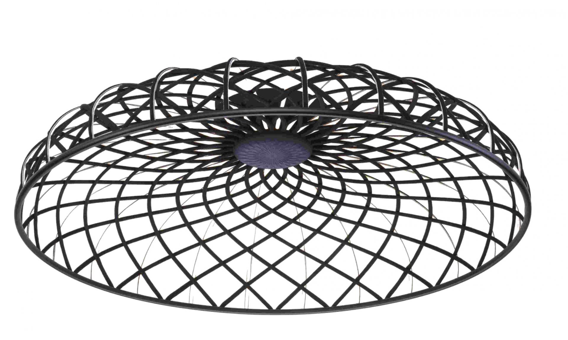 Anthrazitfarbene Skynest Deckenleuchte von Flos mit filigranem, modernem Design und indirekter Beleuchtung.